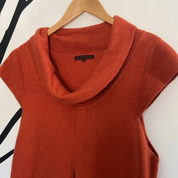 RARE Anthropologie Shae burnt orange knit mod dress, L