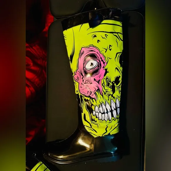 Rare Discontinued Iron Fist Zombie Rain Boots New with defects 18.5” US 10 EU 41