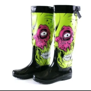 Rare Discontinued Iron Fist Zombie Rain Boots New with defects 18.5” US 10 EU 41
