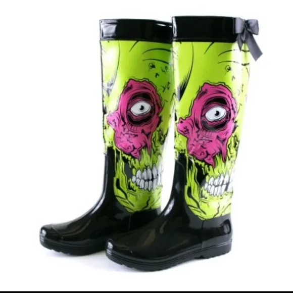 Rare Discontinued Iron Fist Zombie Rain Boots New with defects 18.5” US 10 EU 41
