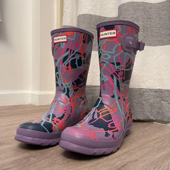 RARE HUNTER X Disney Mary Poppins Rain Boots SZ 8