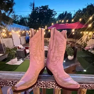 Rare OLD GRINGO Pink Embroidered Floral Western Boots Cowboy Boots 8.5