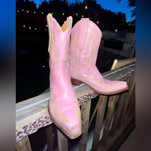 Rare OLD GRINGO Pink Embroidered Floral Western Boots Cowboy Boots 8.5