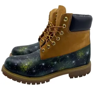 RARE Timberland Mens 6 Inch Boots 10.5 Green Galaxy Leather Waterproof Lace Up