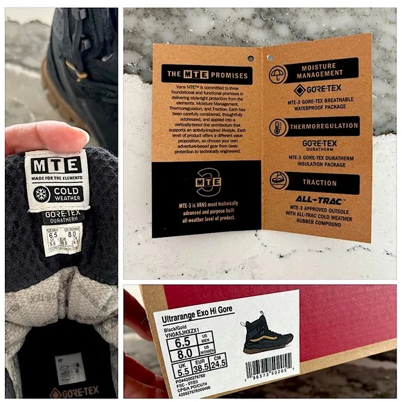 RARE Vans Ultrarange EXO Hi GORE-TEX MTE-3 BootBlack Gold High-Top Sneakerboots