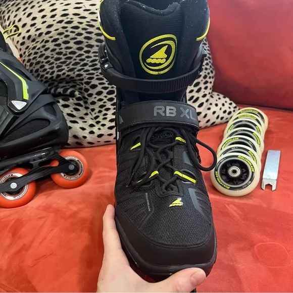 RB XL Black and Yellow Inline Skates with‎ extra 70 mmWheels