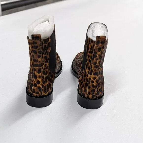 Rebecca Minkoff Size 7M Brown Leopard Print Calf Hair Sabeen Too Ankle Boots NEW