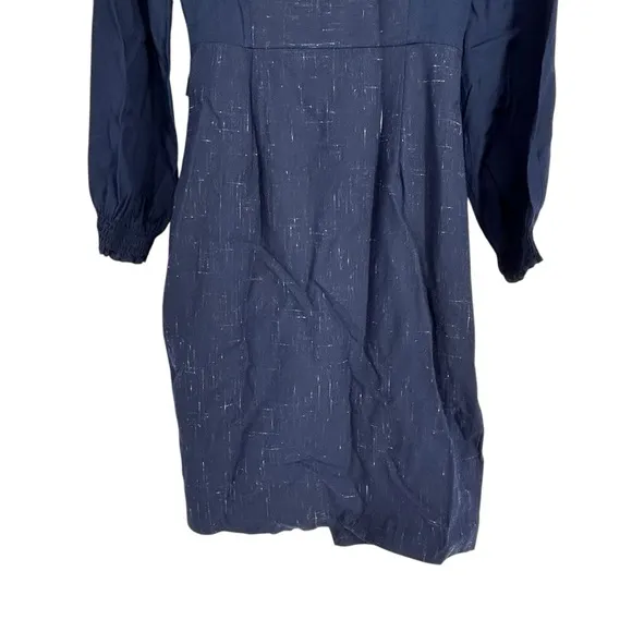 REBECCA TAYLOR DRESS WOMENS 2 NAVY LONG SLEEVE SILK WOOL CROSS HATCH TAILORED
