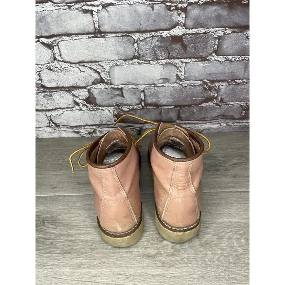 Red Wing 3387 Rose Pink Leather Lace Up Work Boots Women's Sz 8M US/38.5EU USA