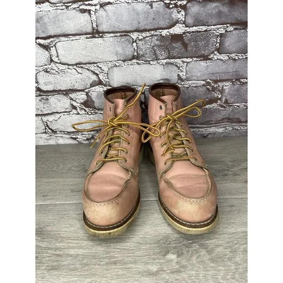 Red Wing 3387 Rose Pink Leather Lace Up Work Boots Women's Sz 8M US/38.5EU USA