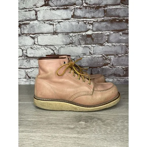 Red Wing 3387 Rose Pink Leather Lace Up Work Boots Women's Sz 8M US/38.5EU USA