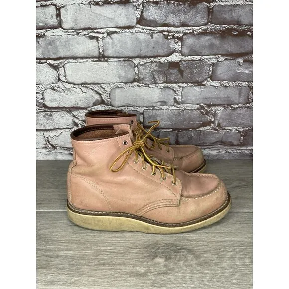 Red Wing 3387 Rose Pink Leather Lace Up Work Boots Women's Sz 8M US/38.5EU USA