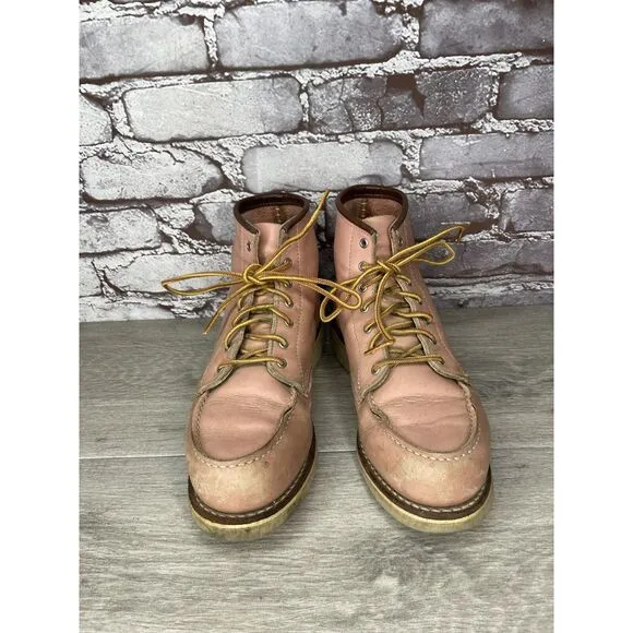 Red Wing 3387 Rose Pink Leather Lace Up Work Boots Women's Sz 8M US/38.5EU USA