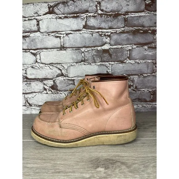 Red Wing 3387 Rose Pink Leather Lace Up Work Boots Women's Sz 8M US/38.5EU USA