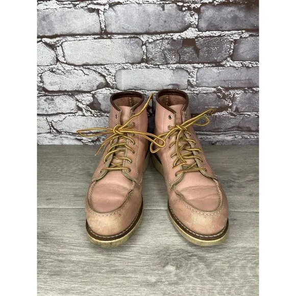 Red Wing 3387 Rose Pink Leather Lace Up Work Boots Women's Sz 8M US/38.5EU USA