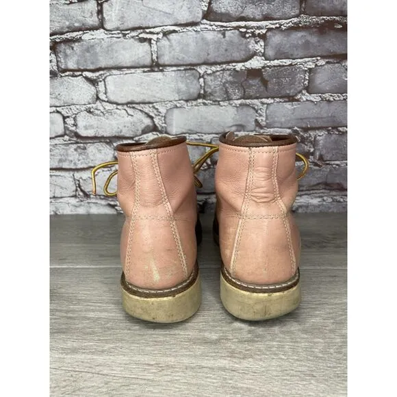 Red Wing 3387 Rose Pink Leather Lace Up Work Boots Women's Sz 8M US/38.5EU USA