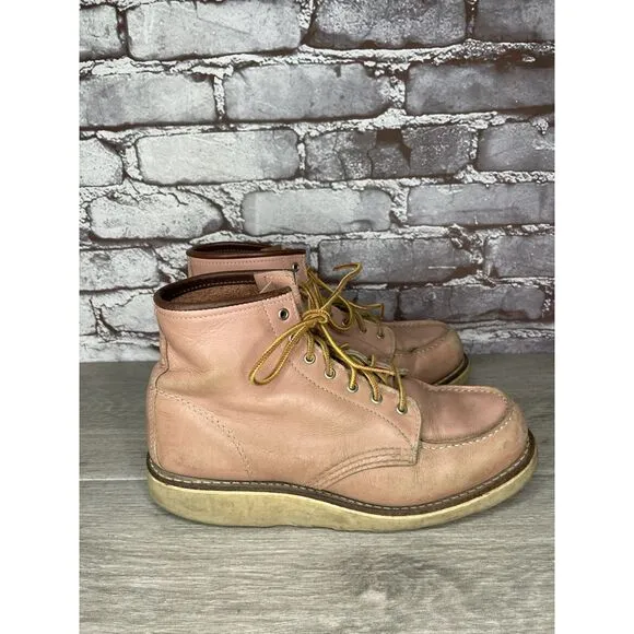 Red Wing 3387 Rose Pink Leather Lace Up Work Boots Women's Sz 8M US/38.5EU USA