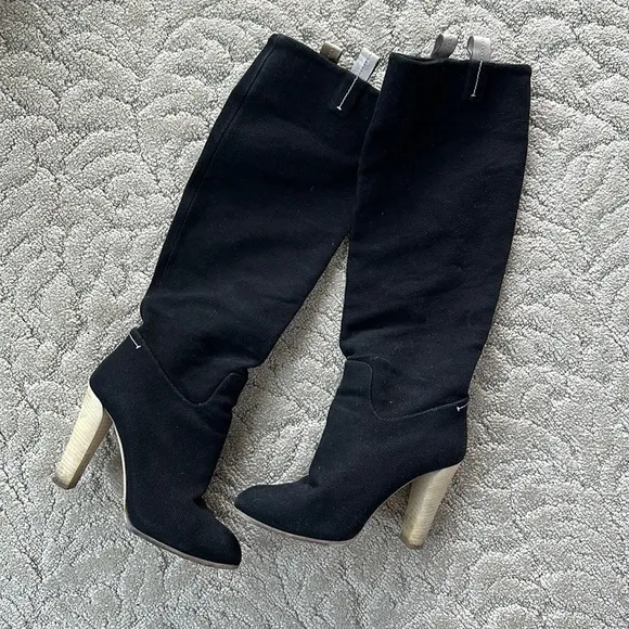 Reed Krakoff Made in Italy Fabric Vintage Black Long Boots Size 38 1/2
