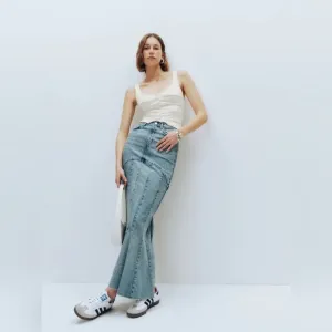Reformation Nara denim maxi skirt Size 26