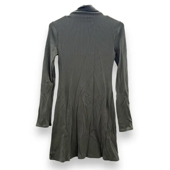 Reformation Rochelle‎ Olive Green Ribbed Long Sleeve Turtleneck Mini Dress Sz M