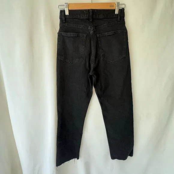 Reformation Womens Liza Slit Hem Ultra High Rise Straight Long Jeans 26 Black