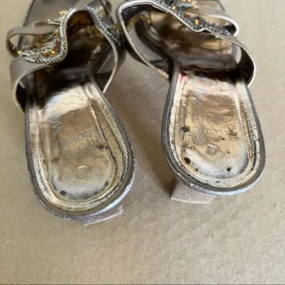 Rene Coavilla Slide Beaded Sandal Shoes Heels