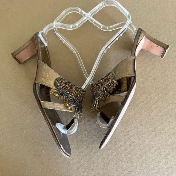 Rene Coavilla Slide Beaded Sandal Shoes Heels