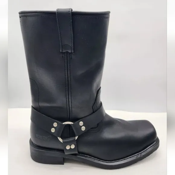 Ride Tecs 13 M Black Leather Motorcycle Boots Harness Mid Calf Cowboy Western