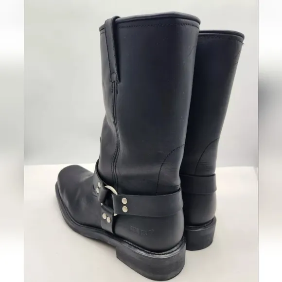 Ride Tecs 13 M Black Leather Motorcycle Boots Harness Mid Calf Cowboy Western