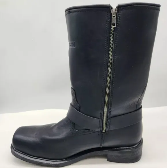 Ride Tecs 13 M Black Leather Motorcycle Boots Harness Mid Calf Cowboy Western