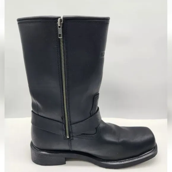 Ride Tecs 13 M Black Leather Motorcycle Boots Harness Mid Calf Cowboy Western