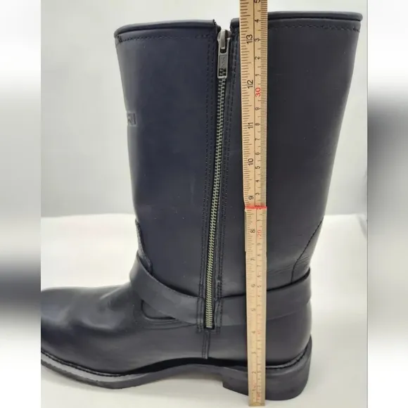 Ride Tecs 13 M Black Leather Motorcycle Boots Harness Mid Calf Cowboy Western