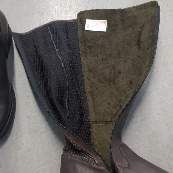 Rieker Faith Knee High Winter Riding Boots Sz 10 Sz 42 Brown Faux Fur Lined