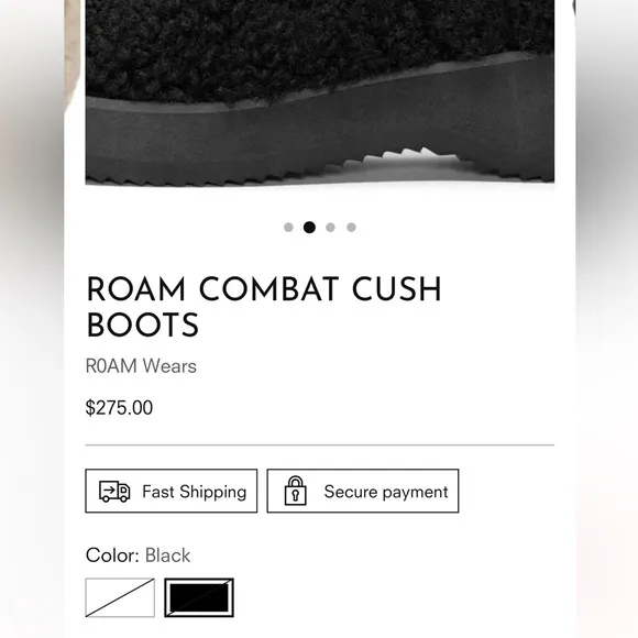 ROAM ❤️‍🔥 COMBAT CUSH COZY BOOTS NWT SIZE 9 IN BLACK