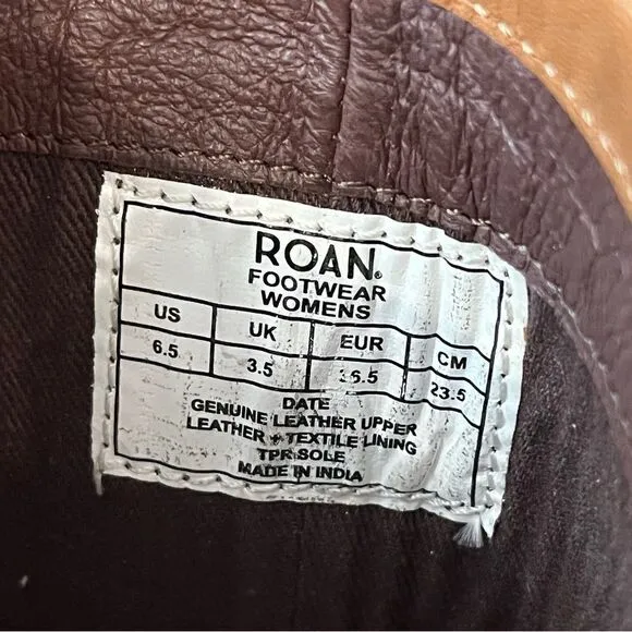 Roan “Date” Dark Tan/Light Brown Leather Riding Boots Size 6.5