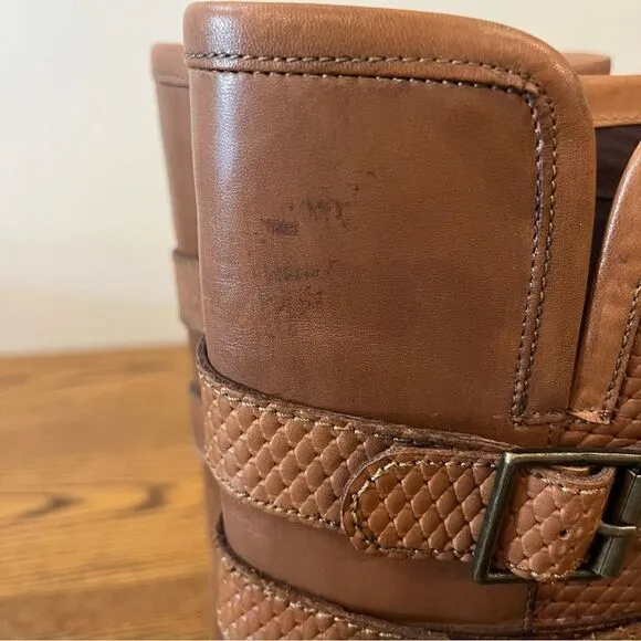 Roan “Date” Dark Tan/Light Brown Leather Riding Boots Size 6.5