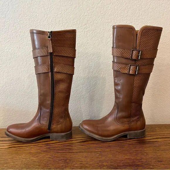 Roan “Date” Dark Tan/Light Brown Leather Riding Boots Size 6.5