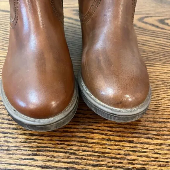Roan “Date” Dark Tan/Light Brown Leather Riding Boots Size 6.5