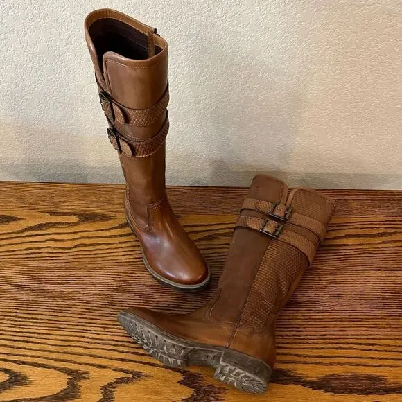 Roan “Date” Dark Tan/Light Brown Leather Riding Boots Size 6.5