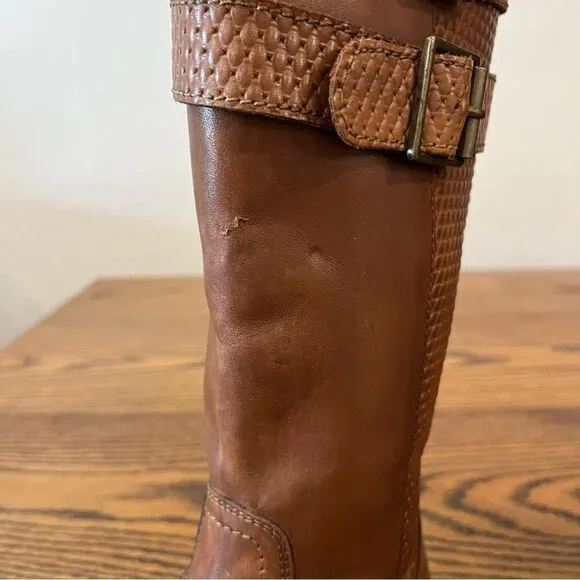 Roan “Date” Dark Tan/Light Brown Leather Riding Boots Size 6.5