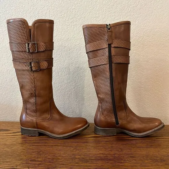 Roan “Date” Dark Tan/Light Brown Leather Riding Boots Size 6.5