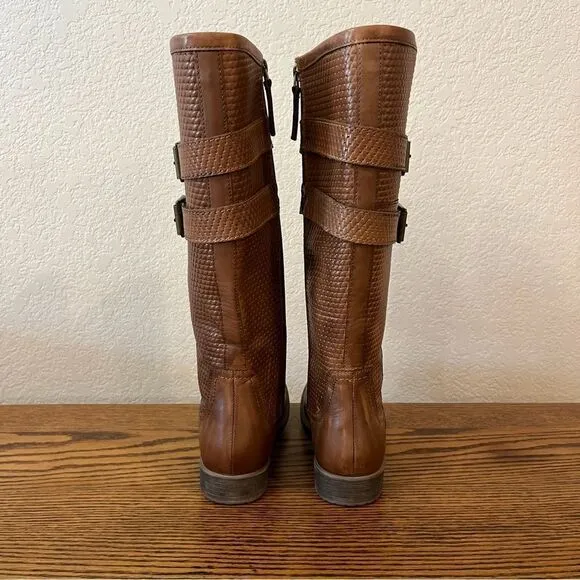 Roan “Date” Dark Tan/Light Brown Leather Riding Boots Size 6.5