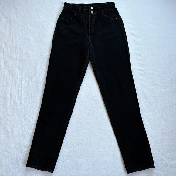ROCKIES VTG 80s 90s BAREBACK HIGH RISE RELAXED FIT BLACK MOM JEANS. Sz 13/32
