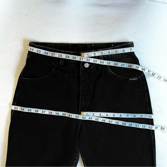 ROCKIES VTG 80s 90s BAREBACK HIGH RISE RELAXED FIT BLACK MOM JEANS. Sz 13/32