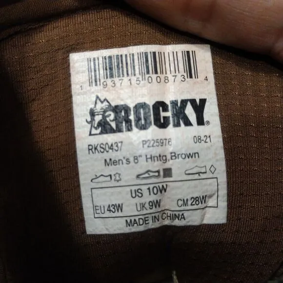 Rocky Brown Leather Ranger Waterproof Outdoor Hiking Boots RKS0437 Men's Sz 10 W