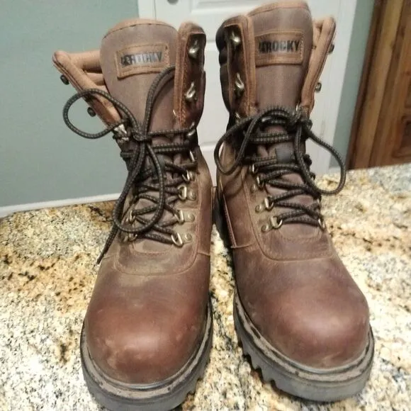 Rocky Brown Leather Ranger Waterproof Outdoor Hiking Boots RKS0437 Men's Sz 10 W