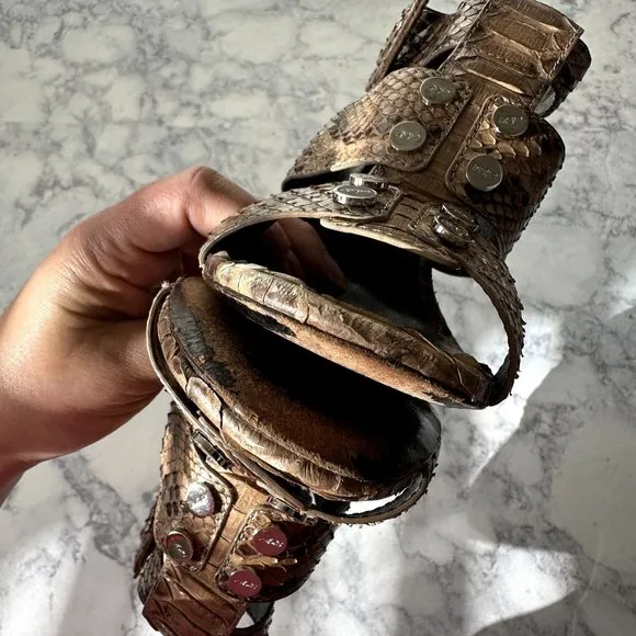 Roger Vivier Brown Snakeskin Buckle Heels