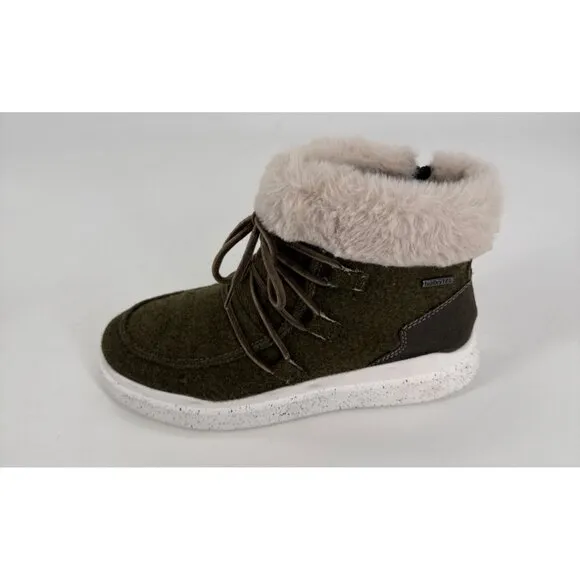 Romika Womens Ankle Boot Olive Green Fleece Faux Fur Lining Size 37 6 6.5 NIB