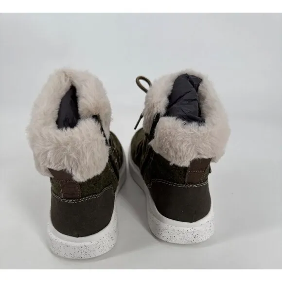 Romika Womens Ankle Boot Olive Green Fleece Faux Fur Lining Size 37 6 6.5 NIB