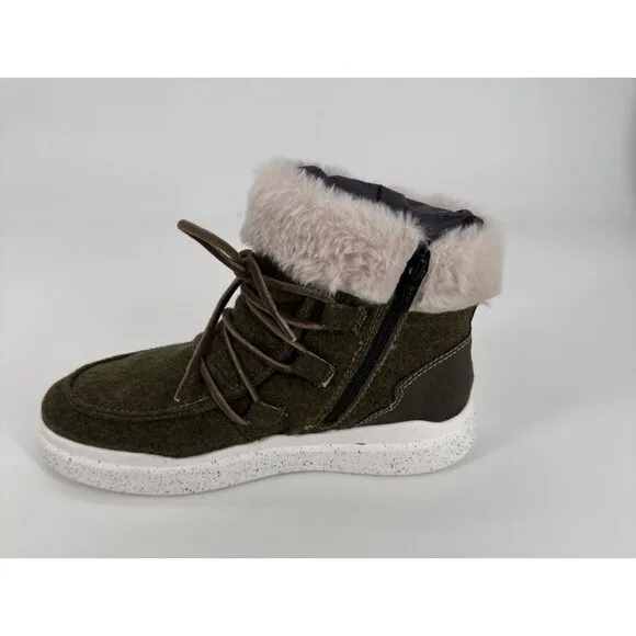 Romika Womens Ankle Boot Olive Green Fleece Faux Fur Lining Size 37 6 6.5 NIB